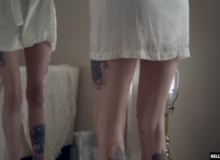 Tattooed Skinny Brunette Takes Passionate Hammering Through Panties